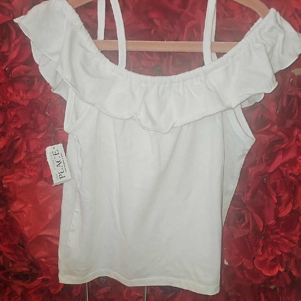 Place NWT White Ruffled Camisole Tank Top Size 7/8